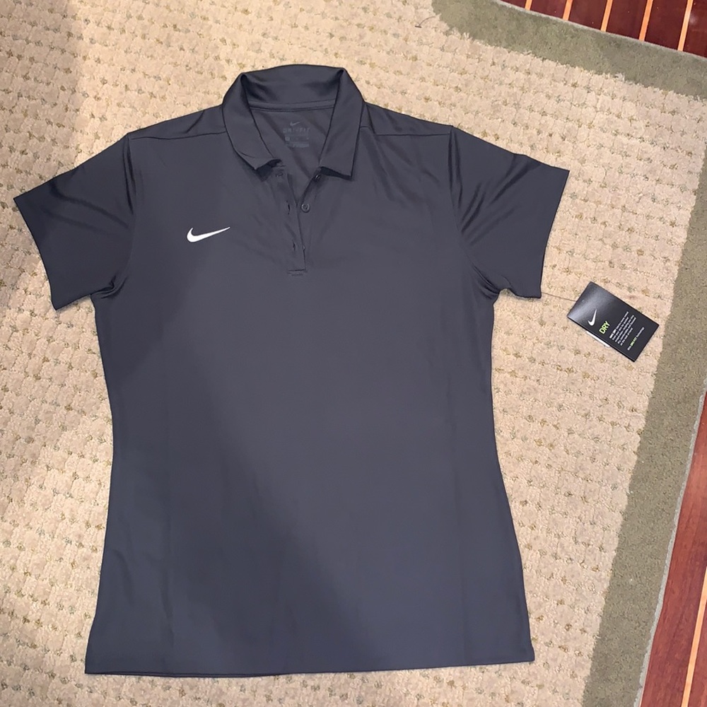 Gray Nike athletic collared shirt.